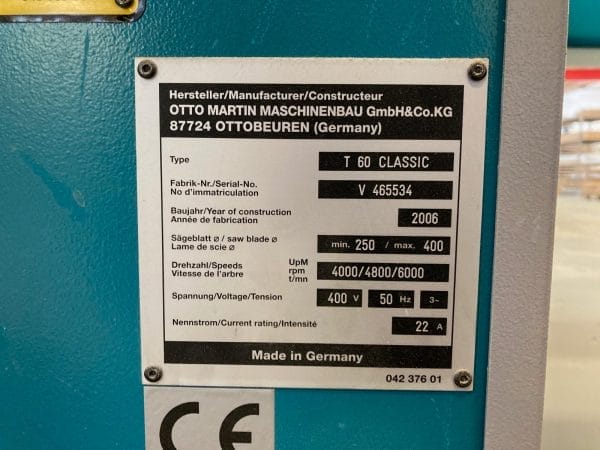 USED Martin T60C Sliding table Panel Saw - Image 5