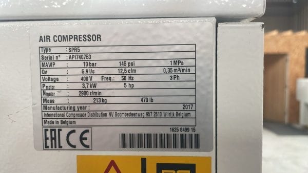 USED SPIRAL AIR COMPRESSOR MODEL SPR 5 - Image 3